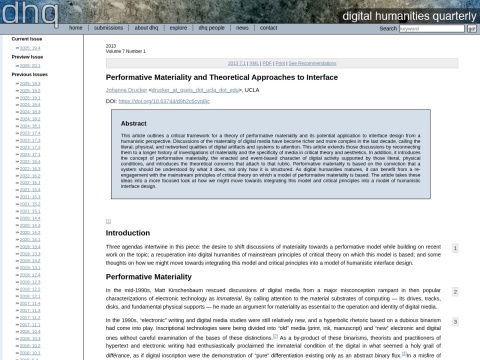 Preview for Performative Materiality and Theoretical Approaches to Interface - Johanna Drucker