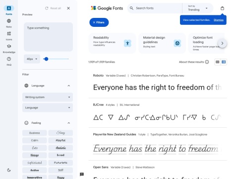 Preview for Using Google Fonts