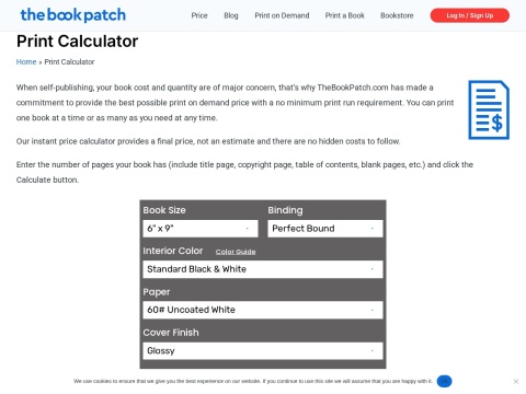 Preview for The Book Patch Print Calculator
