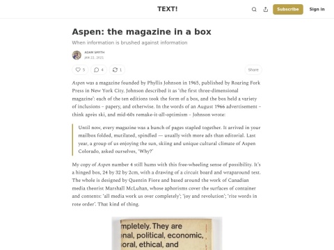 Preview for Aspen: The Magazine in a Box - Adam Synth
