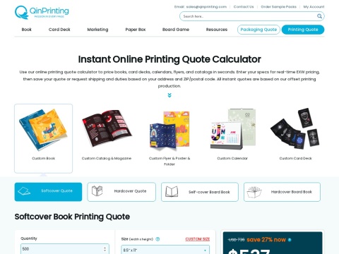Preview for QinPrinting Quote Tool