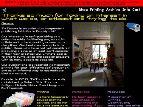 Preview for TXTbooks (artist-run publishing collective)
